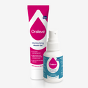 Oralieve moisturising mouth gel and spray on a light grey background
