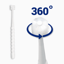 White cleaning brush with a flexible shaft and bristle head on a white background, labeled '360°'.